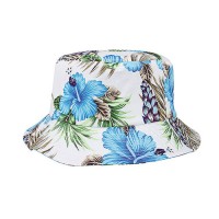 Bucket Hats – 12 PCS  Ultra Soft Cotton Floral Print - Blue - HT-7801G-BL